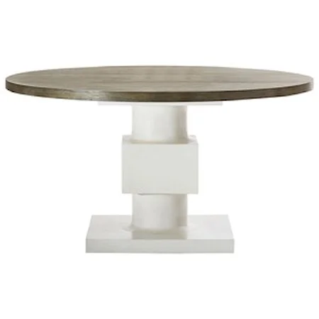 Contemporary White Plaster Dining Table with Rustic Wood Top